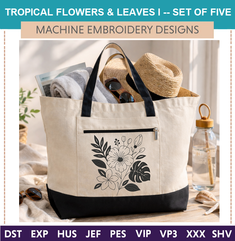 600TropicalFlowersAndLeaves-I-1