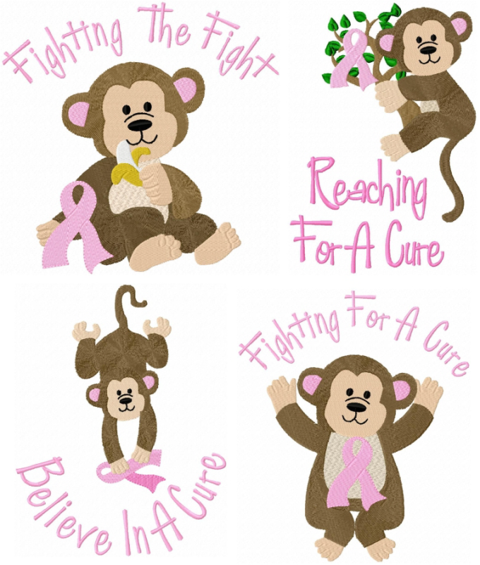 Breast Cancer Awareness Monkey