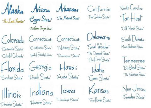 USA State Nicknames 