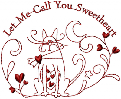 Redwork Sweetheart Cats