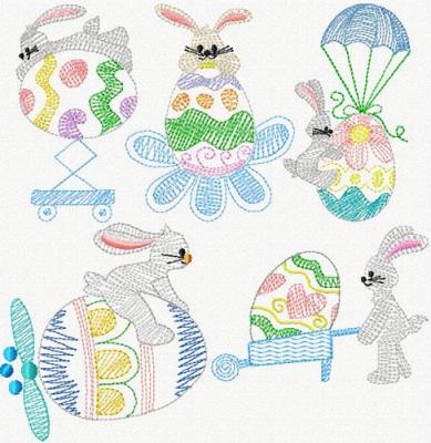 Swirly Easter Bunnies I