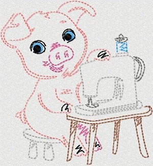 Vint Stitchery Sewing Pigs