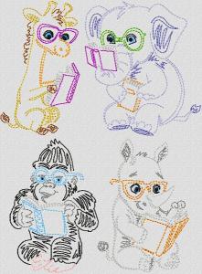 Vint Stitchery Reading Animals-I